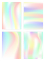 Set of vertical abstract backgrounds with holographic effect. vector illustration.