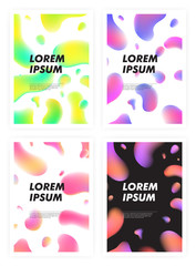 Set of vertical abstract backgrounds with liquid bright plasma drops. Cover templates collection with colorful fluid shapes. vector illustration.