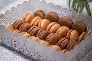 Delicious macaroons in a box