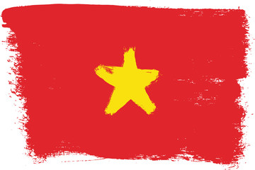 Vietnam Flag Vector Hand Painted with Rounded Brush