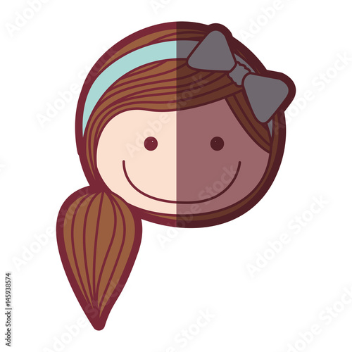 Color Silhouette Shading Cartoon Front Face Girl With Side