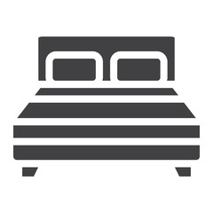 Double bed solid icon, Furniture and interior