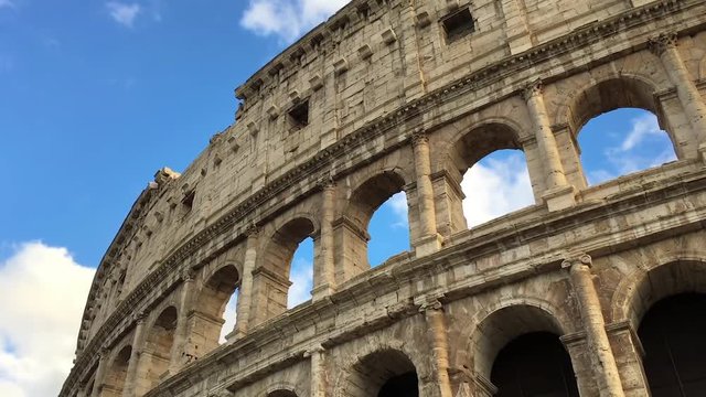 Colosseum amphitheatre ancient ruins in Rome Italy HD video. Europe travel tourist attraction and landmark background