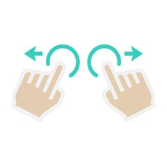 Two hand zoom in flat icon, touch and gesture