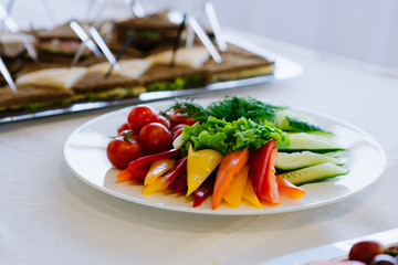 Vegetable mix, beautifully served on white plate