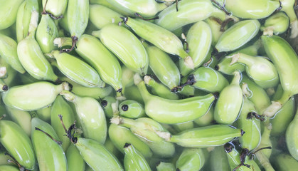 Raw Cultivated banana soaked in cold water.