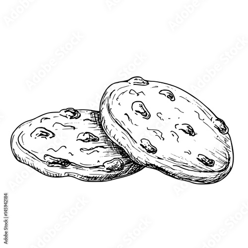 "Sketch ink graphic cookies illustration, draft silhouette drawing