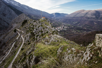 Panoramic view from Castrovalva with anversa degli Abruzzi in the back