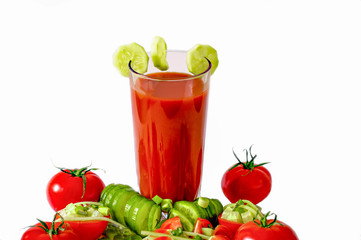 Fototapeta na wymiar Tomato juice tomato drink cucumber drink