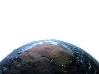 Australia on Earth at dusk