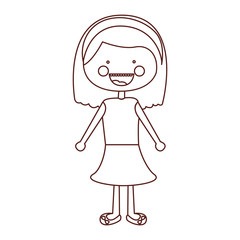 sketch contour smile expression cartoon short hair girl with shirt and skirt vector illustration