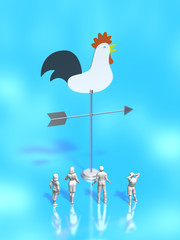 Family figures looking up at the weathercock