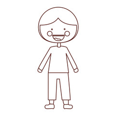 sketch contour smile expression cartoon guy with coat and shorts vector illustration