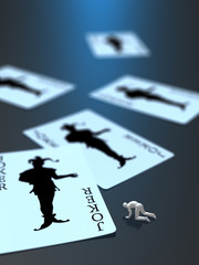 Figure who are amazed at the large amount of Joker cards