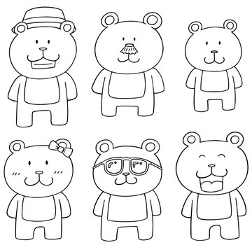 vector set of bear family