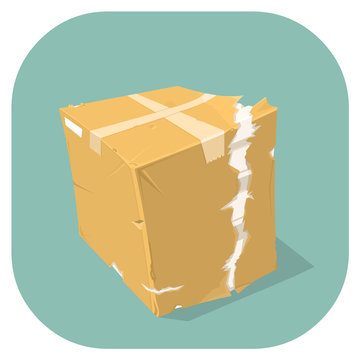 Vector Damaged Goods Icon.

A vector illustration icon of a badly damaged cardboard delivery box. Concept for damaged goods.