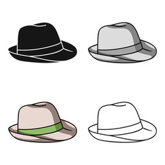 Panama hat icon in cartoon style isolated on white background. Surfing symbol stock vector illustration. - obrazy, fototapety, plakaty