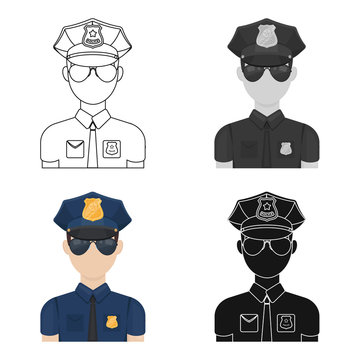 Police officer icon in cartoon style isolated on white background. Police symbol stock vector illustration.