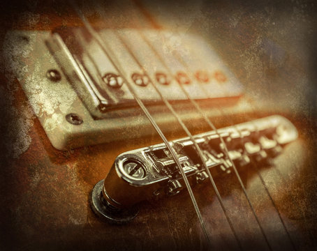 Rock guitar. Close-up view part of guitar, very popular musical