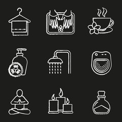 Spa salon chalk icons set