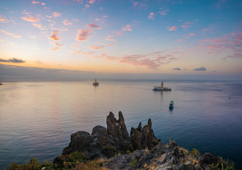 Drilling rig on the ocean near Tenerife