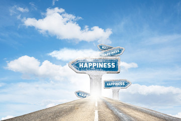 bonheur chercher direction heureux où chemin route cheminement trouver attraper ciel nuage route...