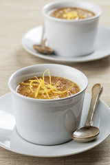 Homemade pudding served in small bowls