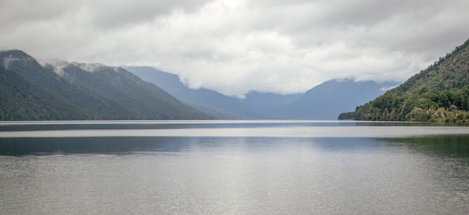 Lake Rotoroa in clouds, New Zealand