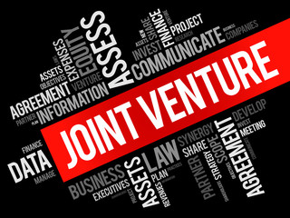 Joint Venture word cloud collage, business concept background