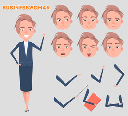 Business Woman character creation set. Build your own design.