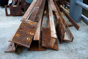 Old steel pole and rusty for constructions.
