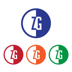 ZG initial circle half logo blue,red,orange and green color
