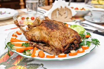 Roast duck on a plate