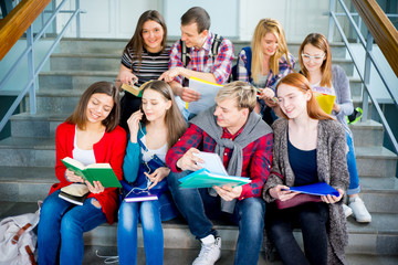 Obraz premium University students on stairs