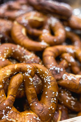 Fresh Bavarian Bretzels or pretzels, vertical image