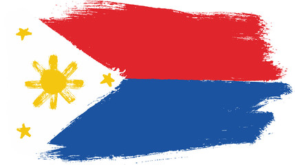 Philippines Flag Vector Hand Painted with Rounded Brush