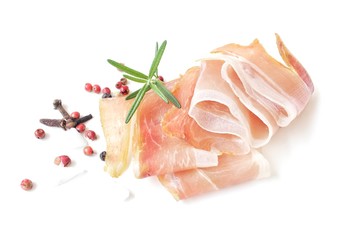 Bacon slices isolated