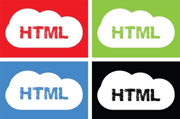 HTML text, on cloud bubble sign.
