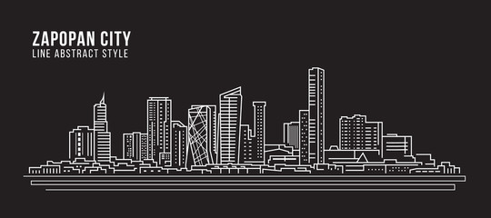 Cityscape Building Line art Vector Illustration design -  Zapopan city