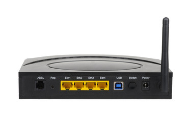 Wireless ADSL router isolated on white background