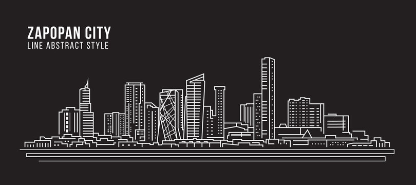 Cityscape Building Line art Vector Illustration design -  Zapopan city