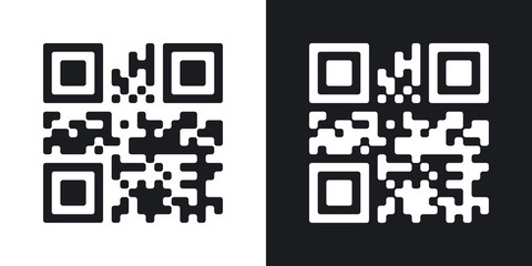 QR Code vector icon. Two-tone version on black and white background