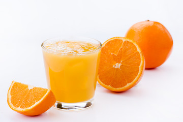 glass of orange juice, fresh on a light background