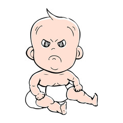 Cute cartoon baby pouting