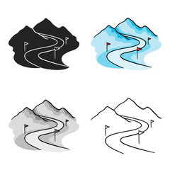 Ski track icon in cartoon style isolated on white background. Ski resort symbol stock vector illustration.