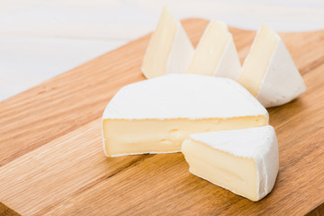 Close-up of sliced camembert cheese