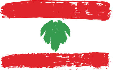 Lebanon Flag Vector Hand Painted with Rounded Brush