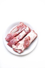 Raw pork ribs isolated