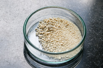 Analysis of stone samples in laboratory.