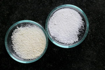 Analysis of stone samples in laboratory.